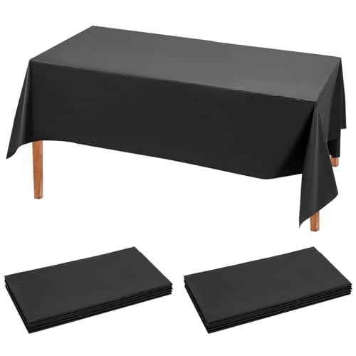 QWORK® 10 Stück Lange schwarz Tischdecken, Kunststoff, 274 x 137 cm, wasserdichte Tischdecken, geeignet für Restaurants, Hochzeiten, Partys und besondere Veranstaltungen von QWORK