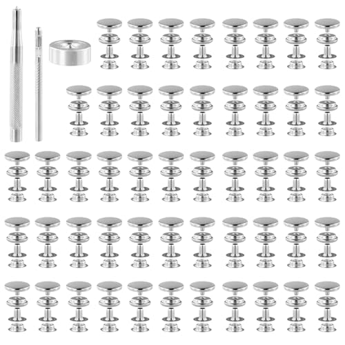 QWORK® 200 Stück (50 Sätze) Edelstahl Druckknopf 15mm mit Werkzeug - Druckknöpfe Ohne Nähen für Kleidung & Kunsthandwerk von QWORK