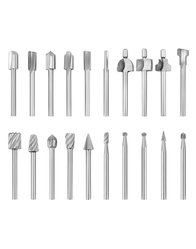 QWORK® 20tlg HSS Fräser Set, Router Bits Set, 3mm Schaft, für Holzschnitzerei, Fräsen, Gravieren von QWORK