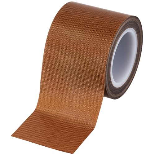 QWORK® 50mm x 10M Klebeband Teflonband - PTFE Glasgewebeband Hitzebeständig 300°C - 0,13 mm Dicke von QWORK