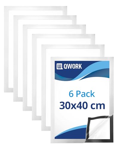 QWORK® 6 Stk. Silber Magnet Bilderrahmen 30x40 cm, Dokumentenhalter mit Magnetverschluss Passend für Zertifikate, Anzeigen, Bilder, Fotos von QWORK