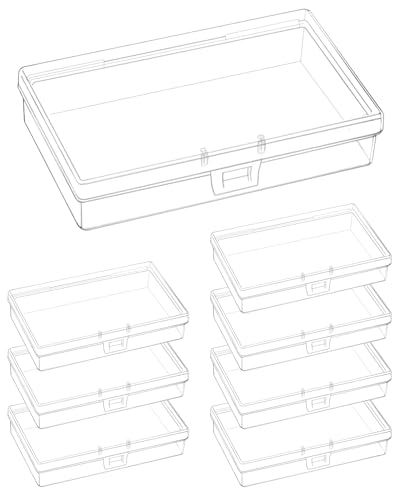 QWORK® 8 Stück rechteckiges Organizer Aufbewahrungsboxen mit Deckel, sortierboxen für kleinteile aus transparentem PP-Kunststoff, für kleine Gegenstände, 13 x 8 x 3 cm von QWORK