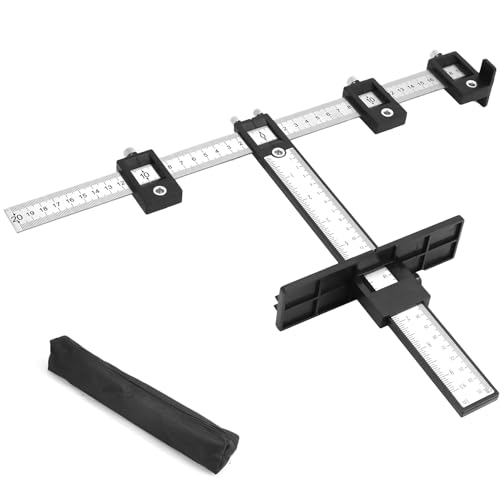 QWORK® Bohrer-Positionierungslineal mit Metrische und Imperiale Skalen, Einstellbare Bohrschablone Kabinett Hardware Jig zur Montage von Griffen an Möbeln von QWORK