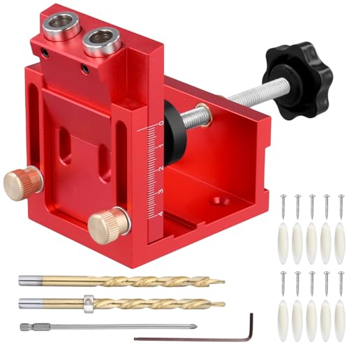 QWORK® Taschenloch Bohrschablone, 15° Schrägloch Bohrschablone mit 2 HSS-Bohrern, Tischler Schrägloch Bohrhilfe von QWORK