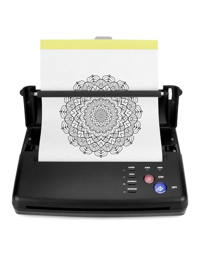 QWORK® Thermal Stencil Drucker für A4/ A5 Transferpapier, Tattoo Transfer Kopierer Maschine Hochgeschwindigkeits-Drucker mit Geringer Hitzeentwicklung von QWORK