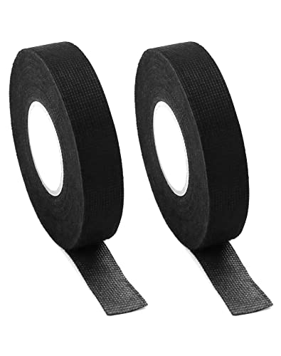 QWORK® 2 Rollen Hitzebeständiges Klebeband - 19mm x 15m - Hitzebeständiges Gewebeklebeband für Auto Kabelbäume (Schwarz) von QWORK