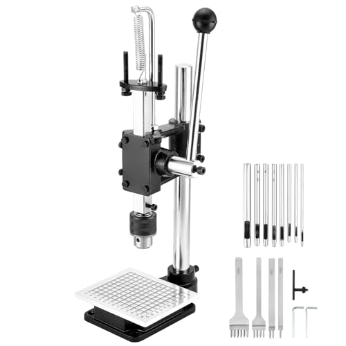 QWORK Robuste Leder-Stanz- und Lochmaschine für DIY-Lederhandwerk – inklusive Multifunktionswerkzeugen und Zubehör (Stil D) von QWORK