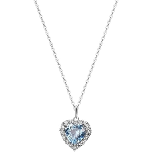 QWPYDXN 925 Silber Halskette Blaue Liebe Anhänger Halskette Schmuckgeschenke für Frauen Frau Freundin Mutter Freund Schlüsselbeinkette Schmuck für jeden Tag von QWPYDXN