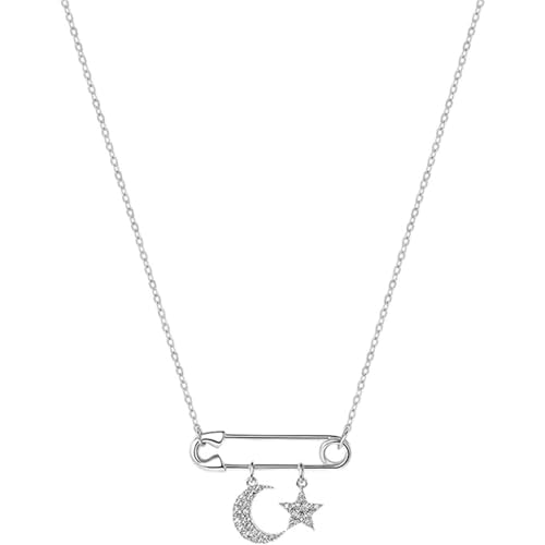 QWPYDXN Star Moon Anhänger Halskette 925 Silber Pin Neck Ornament Schmuck Geschenk für Frauen und Mädchen Kreative Blackschlag Kette Schmuck für jeden Tag von QWPYDXN