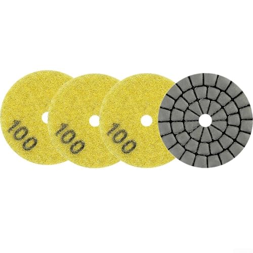 QWWZVQHJ 4PCS 2 Zoll 50mm Nass-Trocken-Polierpad-Typ for Granit-Marmorfliesen-Schleifscheiben, Nass-Trocken-Stein-Granitfliesen-Polierpad-Set for Bohrer, Schleifer, Polierer(4PCS Grit 100) von QWWZVQHJ