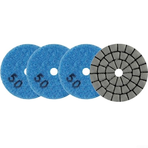 QWWZVQHJ 4PCS 2 Zoll 50mm Nass-Trocken-Polierpad-Typ for Granit-Marmorfliesen-Schleifscheiben, Nass-Trocken-Stein-Granitfliesen-Polierpad-Set for Bohrer, Schleifer, Polierer(4PCS Grit 50) von QWWZVQHJ