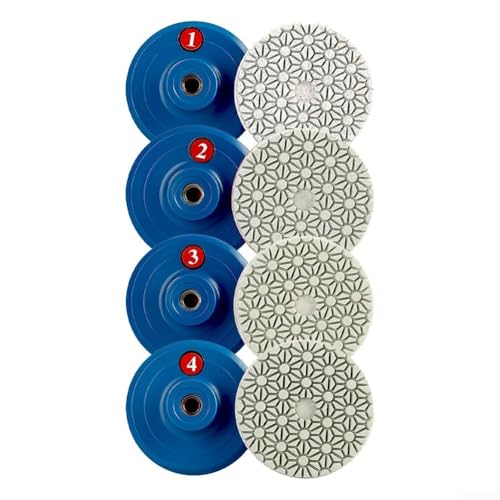 QWWZVQHJ 4PCS 3-Zoll-Diamant-Polierpads-Set, 150# 500# 1000# 2000# Nass-Trocken-Schleifscheiben for Beton, Granit, Marmor, Kalkstein, Schleifscheiben mit Körnung 80 mm von QWWZVQHJ