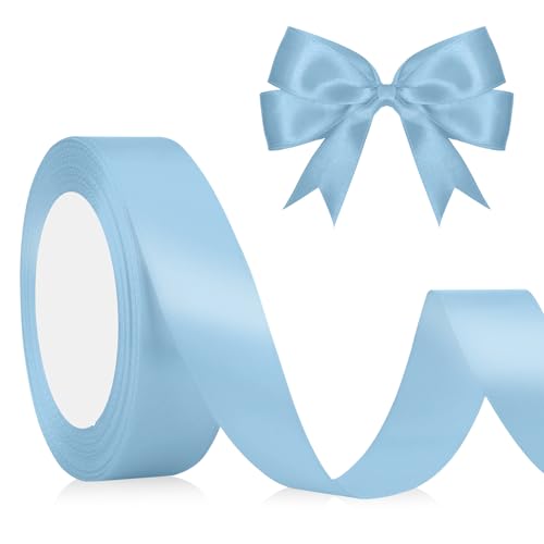 Himmelblau Geschenkband Blau Satinband Hellblau 23m, 2cm Breite, Schleifenband Blau, Dekoband Stoffband für Hochzeit Halloween Weihnachten Taufe Geburtstag DIY-Handwerk Geschenkverpackung Seidenband von QWZify