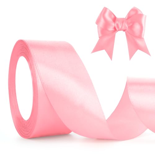 Rosa Geschenkband Pink Schleifenband Satinband 23m, 4cm Breite, Hellrosa Pink Dekoband Stoffband für Hochzeit Halloween Weihnachten Taufe Geburtstag DIY-Handwerk Geschenkverpackung Seidenband Hellpink von QWZify