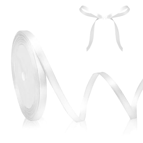 Weiß Geschenkband Schleifenband Weiß 6mm Satinband Weiss Geschenkband Hochzeit 23M Schleifenband Hochzeit Stoffband Dekoband Geschenkbänder für Geschenkverpackung Weihnachten Taufe Basteln Seidenband von QWZify