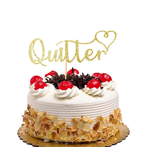 Quitter Cake Topper, Happy Retirement Cake Decors, Retired AF Cake Party Dekorationen, Funny Retirement Schild, Gold Glitter von QXQXBA