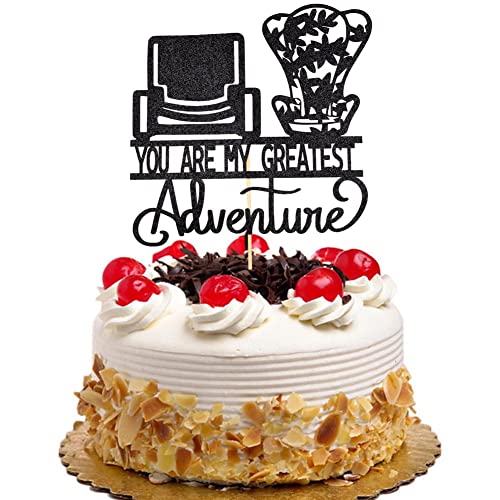 You are My Greatest Adventure Cake Topper Lustige Hochzeit Party Dekorationen Schwarz Glitzer von QXQXBA