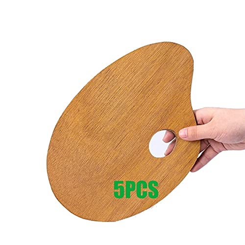 QXSJEDYCH 5er-Pack Holz-Malpalette mit Daumenloch, Öl-Holz, ovale Künstler-Malpalette for Kinder, Erwachsene, Kunststudenten Farbe (Size : 40x50cm) von QXSJEDYCH