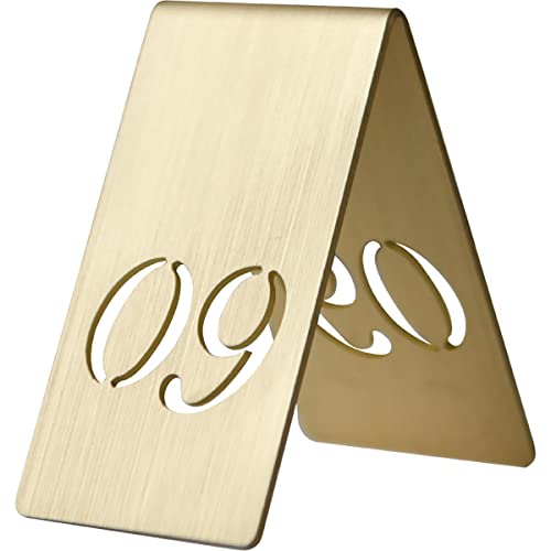 QXWDTW Tischnummern, Nummernkarten Messing-Restaurant 1–10, Ausgeschnittene Tischnummern aus Messing, dreieckige Tischkarten for Hochzeiten, 4 × 6,5 cm von QXWDTW