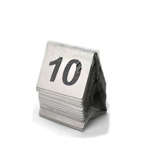 Tischnummern 1-10 Restaurant, Edelstahl-Tischnummern im Zeltstil 1-10/25/50/100 Restaurant Digitales Nummernschild Tischnummern stapelbar(1 to 10) von QXWDTW