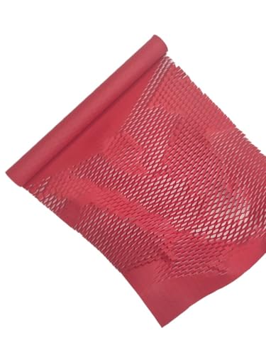 QXYOGO Wabenpapier Verpackungspapier 30 cm x 20 m Wabenpapier, Transport-Geschenkpapier, Polsterfüllmaterial kann recycelt Werden, Kraftpapier.(Red-30cmx20m) von QXYOGO