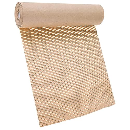 QXYOGO Wabenpapier Verpackungspapier Waben-Verpackungspapier, polsternde Kraftpapier-Wickelrolle, 11,8 Zoll x 65 Fuß, umweltfreundliche Waben-Schutzfolie von QXYOGO