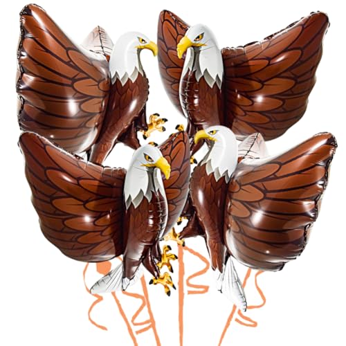 4 PCS Eagle Balloons, Foil Balloon Eagle in Brown,Eagle Foil Balloon, Large Helium Foil Animal Balloon, Party, Birthday Decoration,83 x 66 cm von QYEHF