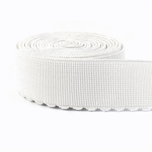 Breites Gummiband 5/10/20M 10-50mm Schwarz Weiß Nylon Gummibänder Unterwäsche BH Gummiband Frühling Gurtband Spitze Hosen Gürtel Kleidungsstück Nähen Zubehör(EB218-White,5METERS_10MM) von QYGCYOO