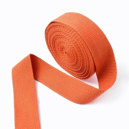 Gurtband 5 Meter 20/25/32/38 mm 1,3 mm dickes Baumwoll-Gurtband, Taschengurt, Bekleidungsbänder, Gürtel, DIY, Kleidung, Nähband, Schrägband(Orange,38mm) von QYGCYOO