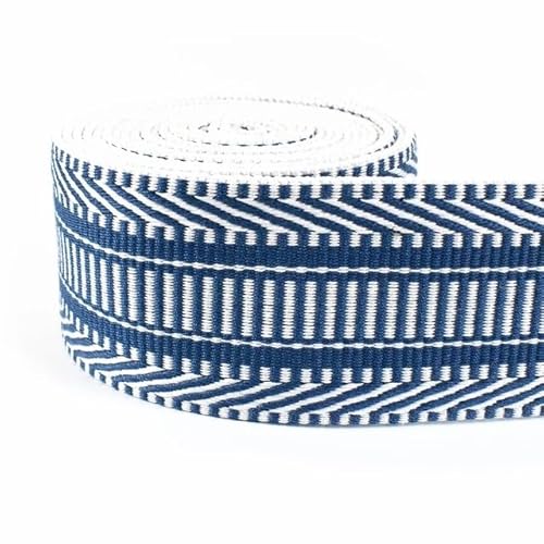 Gurtband 5 Meter 38 mm Jacquard-Gurtband for Taschengurt, ethnisches Band, Gepäck, Dekor, Nähen, Schrägband, DIY-Gürtel, Schuhe, Zubehör(RD155-Blue) von QYGCYOO