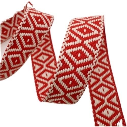 Gurtband 5 Meter 38 mm buntes Jacquard-Baumwoll-Gurtband, Canvas-Riemen, Taschen-Schultergurt, Kleidungsband, Nähzubehör(RD825-Red) von QYGCYOO