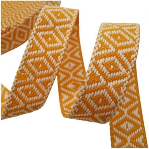 Gurtband 5 Meter 38 mm buntes Jacquard-Baumwoll-Gurtband, Canvas-Riemen, Taschen-Schultergurt, Kleidungsband, Nähzubehör(RD825-Yellow) von QYGCYOO