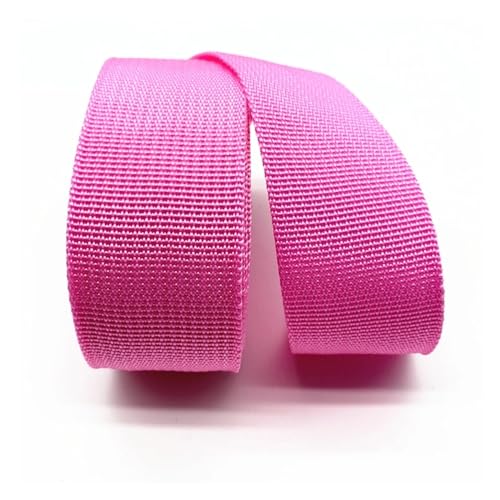 Gurtband 5 Yards 38 mm Canvas-Band, Gürteltasche, Gurtband, Nylon-Gurtband, Haustier-Gurtband, Rucksack-Umreifung, Nähen, Tasche, Gürtel, Zubehör(Pink) von QYGCYOO