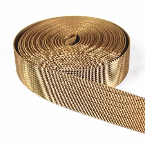 Gurtband 6M * 25mm Bunte PP Gurtband Band Band Band Hund Kragen Harness Rucksack Tasche Gürtel DIY Gurtband nähen Zubehör(Coffee) von QYGCYOO