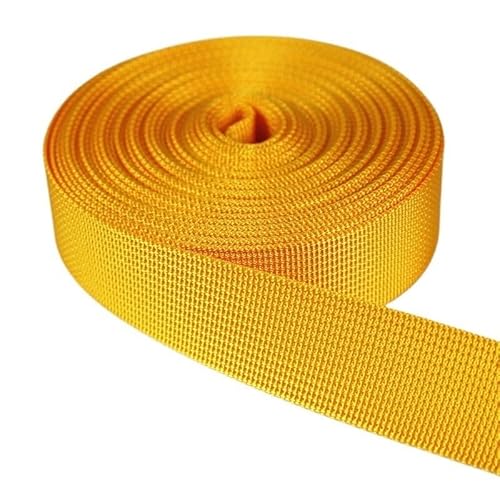 Gurtband 6M * 25mm Bunte PP Gurtband Band Band Band Hund Kragen Harness Rucksack Tasche Gürtel DIY Gurtband nähen Zubehör(Yellow) von QYGCYOO