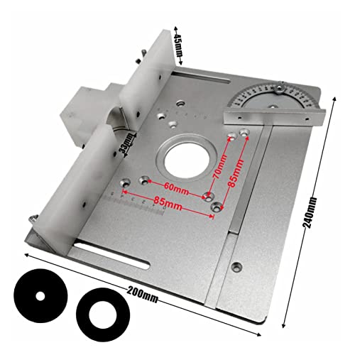 Holzbearbeitungs -Protraktor 2-in-1-Aluminium-Frästisch-Einsatzplatte, elektrische Holzfräsmaschine, Klappplatte, Lochabstand 85 x 85 mm, 70 x 60 mm Stabil und bequem(Set B) von QZCX