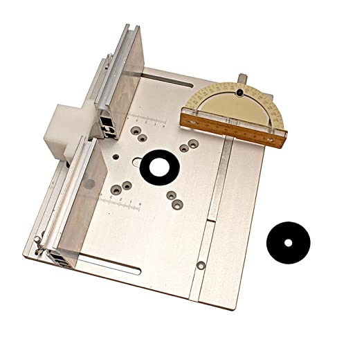 Holzbearbeitungs -Protraktor Aluminium-Frästisch-Einsatzplatte mit Gehrungslehre for Holzbearbeitungsbänke, Tischkreissäge, multifunktionale Trimmer-Graviermaschine Stabil und bequem(A 1set) von QZCX