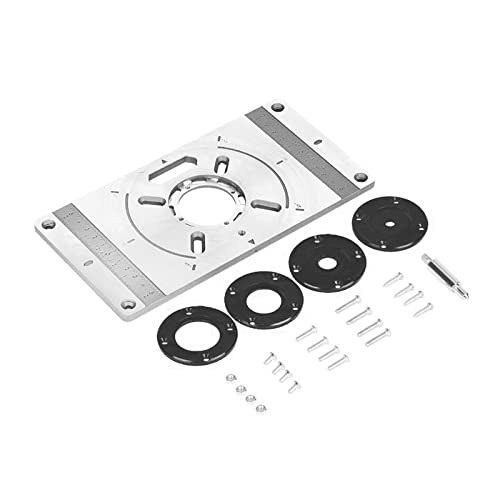 Holzbearbeitungs -Protraktor Aluminiumlegierung Frästisch Einsatzplatte Trimmmaschine Gravierwerkzeug Flip Board mit 4 Ringen for die Holzbearbeitung Stabil und bequem(Noir) von QZCX