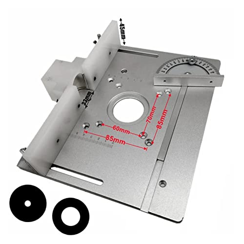 Holzbearbeitungs -Protraktor Mini-Holzfräser Holzbearbeitungsbank System Frästisch Einsatzplatte mit Gehrungslehre und Zaun for elektrische Graviermaschine Stabil und bequem(Set B) von QZCX