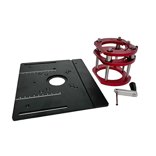 Holzbearbeitungs -Protraktor Router Lift Kit mit Aluminium-Fräserplatte for Motoren mit 65 mm Durchmesser, Holzbearbeitungs-Fräsertisch, Werkbank, Trimmer, Graviermaschine Stabil und bequem(Set C) von QZCX