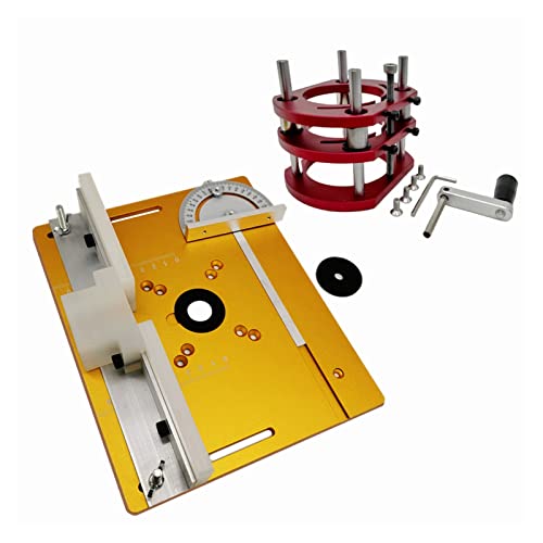 Holzbearbeitungs -Protraktor Router Lift Kit mit Aluminium-Fräserplatte for Motoren mit 65 mm Durchmesser, Holzbearbeitungs-Fräsertisch, Werkbank, Trimmer, Graviermaschine Stabil und bequem(Set E) von QZCX