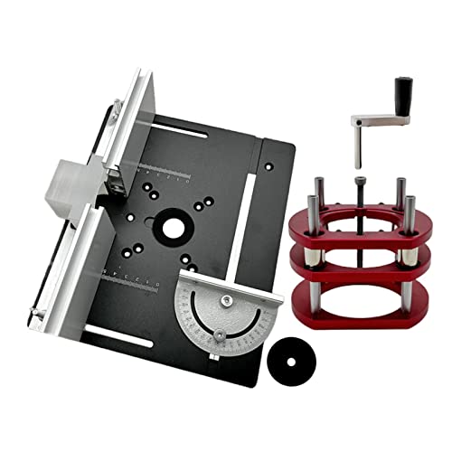 Holzbearbeitungs -Protraktor Router Lift Kit mit Aluminium-Fräserplatte for Motoren mit 65 mm Durchmesser, Holzbearbeitungs-Fräsertisch, Werkbank, Trimmer, Graviermaschine Stabil und bequem(Set F) von QZCX