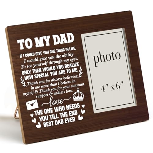 QZJ Bilderrahmen mit Aufschrift "Dad Gifts from Daughter Son, Men Gifts for Father, Dad Birthday Gifts Ideas, to My Dad", Holz-Bilderrahmen, 10,2 x 15,2 cm Foto von QZJ