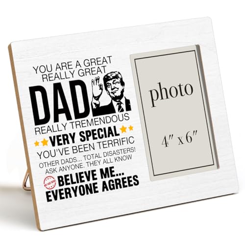 QZJ Funny Dad Bilderrahmen Geschenke für Papa von Sohn Tochter Vatertag Geburtstag Geschenke für Papa You Are A Great Dad Holz Bilderrahmen 10,2 x 15,2 cm Foto von QZJ