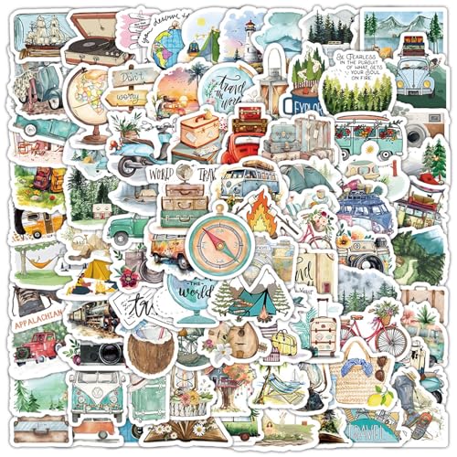 QZKJQDD 100 Stück Reiseaufkleber, Scrapbook Stickers, Sticker Scrapbook, Sticker Fotoalbum, Journaling Zubehör, Scrapbook Zubehör, Perfekt für Laptops, Handyhüllen,Koffer, Scrapbooking-Aufkleber von QZKJQDD