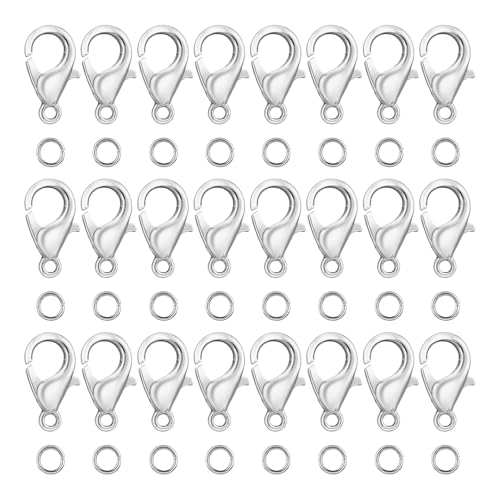 QZKJQDD 50 Stück verschlüsse für armbänder, Kettenverschluss, Mit 100 Stück 304 Edelstahl Biegeringe Karabinerverschlüsse, Karabinerverschlüsse Schmuckverschlüsse Silber für Halsketten Armband QZKJQDD 50 Stück verschlüsse für armbänder, Kettenverschluss, Mit 100 Stück 304 Edelstahl Biegeringe Karabinerverschlüsse, Karabinerverschlüsse Schmuckverschlüsse Silber für Halsketten Armband von QZKJQDD