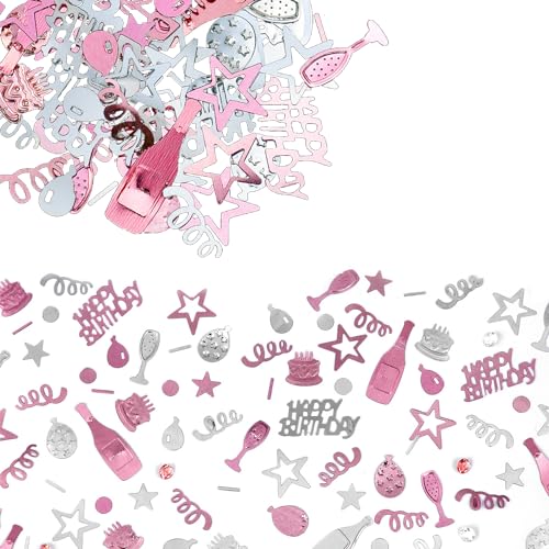 Feiern Sie Ihren Geburtstag mit dem Höhepunkt der Feste: rosa Konfetti 16 Gramm, Happy Birthday, ideal zum Dekorieren des Geburtstagstisches und für eine einzigartige festliche Atmosphäre von QZKJQDD
