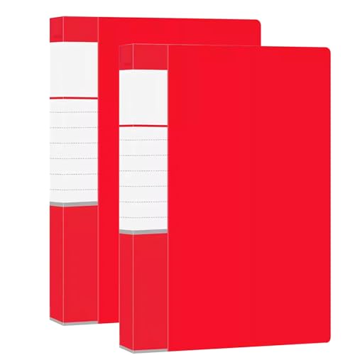 Display-Ordner, 2er-Pack Präsentationsmappen, 60 Hüllen, A4-Anzeigebuchdokumente, transparente Ordner mit transparenten Taschen, Präsentationsmappe(Red) von QZLNONTK