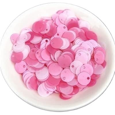 Pailletten, Bastelpailletten, 1 Packung, verschiedene Größen, 6 mm, 8 mm, 10 mm, flache runde Pailletten, matt glitzernde PVC-Pailletten, Pailletten for Damen, Bekleidungszubehör(Matte Rose L Pink,10m von QZLNONTK