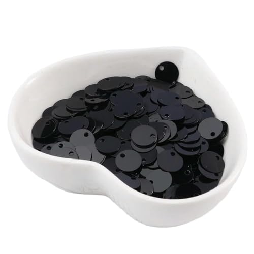 Pailletten, Bastelpailletten, 10 g (1000 Stück) 6 mm flache, runde Pailletten, Pailletten, Nähen, Hochzeit, Basteln, PVC-Pailletten-Konfetti for Bekleidungszubehör mit 1 Seitenloch(Black) von QZLNONTK